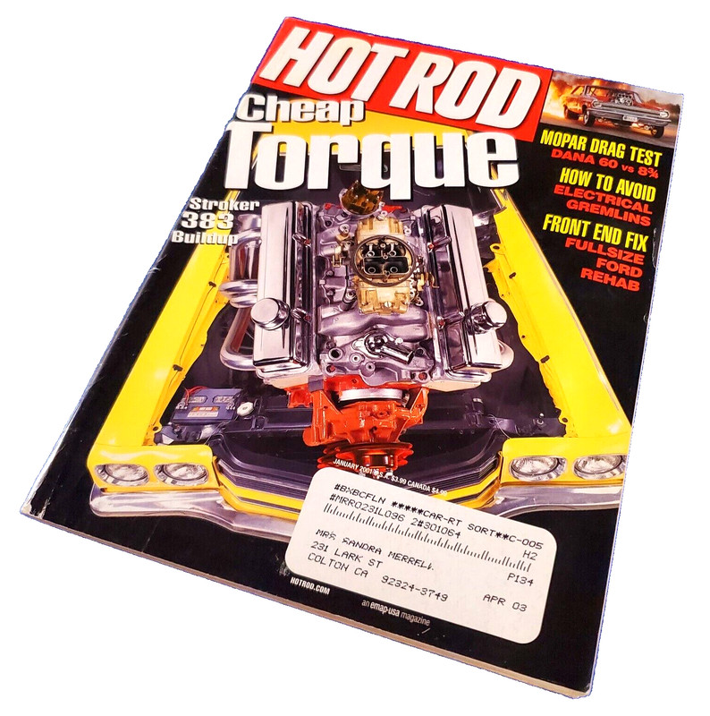 HOT ROD: CHEAP TORQUE STROKER 383 BUILDUP JANUARY 2001 MAGAZINE FREE SHIPPING