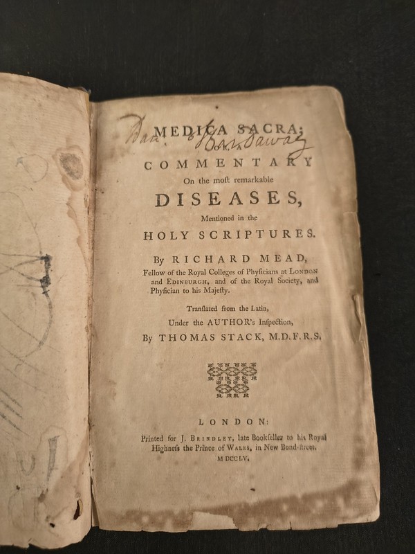 » Medica Sacre:Commentary On Diseases Mentioned In Holy Scriptures» C1755 Rare!