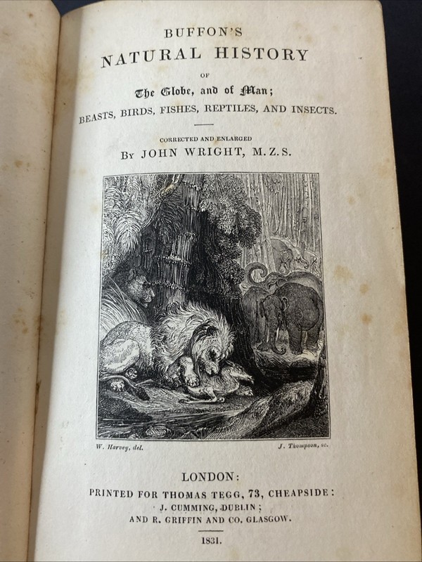 Buffon’s Natural History; 1831; Vol II; HC London; M De Buffon; Nice; Vintage