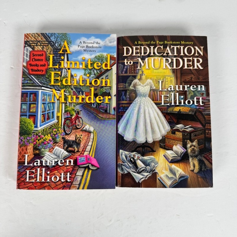 A Limited Edition Murder & Dedication to Murder Lauren Elliott Cozy Mystery Lot