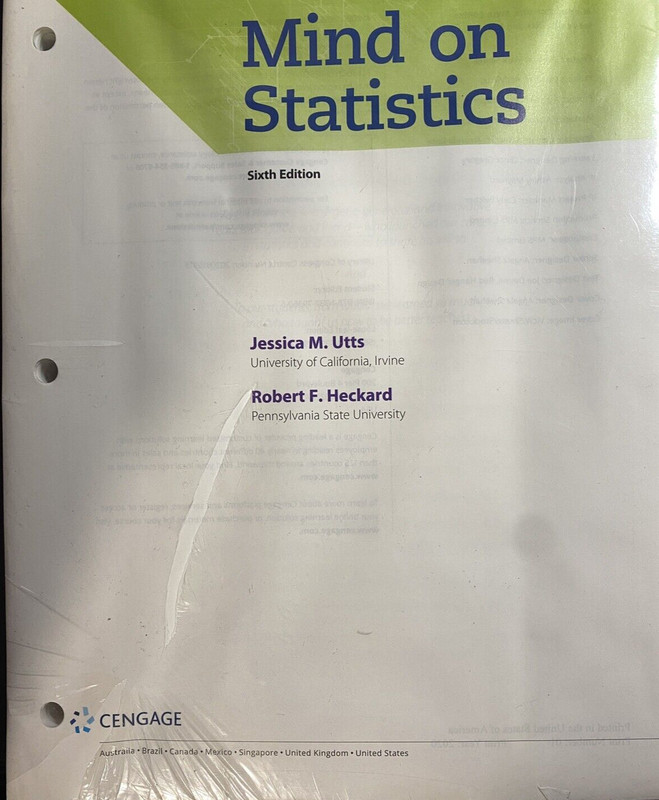 Mind on Statistics Sixth Edition Jessica M. Utts Loose Leaf