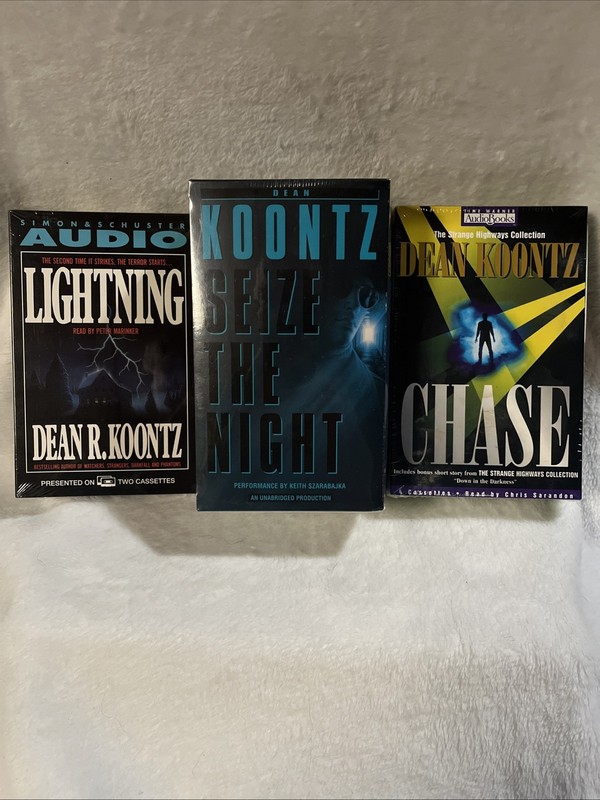 Dean Koontz (Audiobook LOT) Cassettes NEW/SEALED Seize The Night/Lightning/Chase