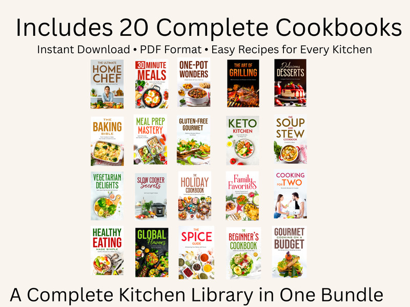 20 Cookbook Bundle Digital Download Easy Recipes Meal Prep Keto Slow Cooker gallery