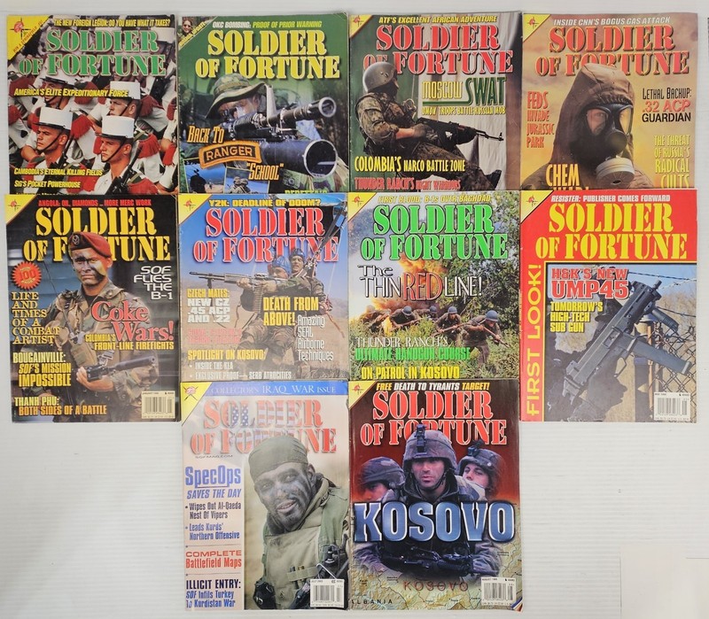 SOF Soldier of Fortune Magazine Lot of 10 Various Issues 96-99 Good Condition