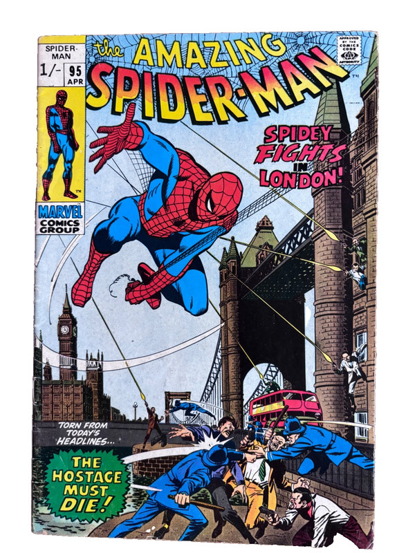 Amazing Spider-Man #95 “Spidey Fights in London” Marvel 1971 UK Price Variant