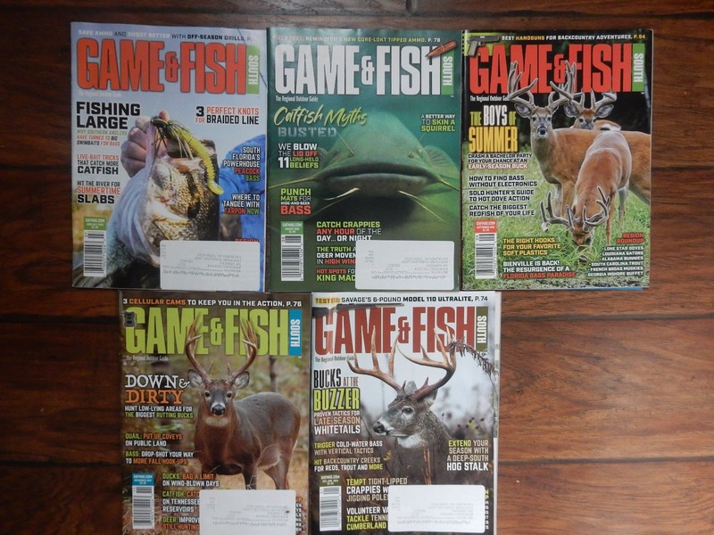 LOT OF 5 GAME & FISH SOUTH MAGAZINE 2022 JUNE, JULY, AUGUST, SEPT, NOV, DEC-JAN