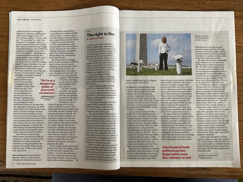 Time magazine 2025 September 29~Enough~Killing Charlie Kirk~Political violence gallery