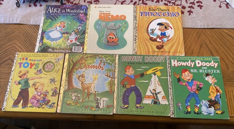 Little Golden Book Lot of 7 Alice In Wonderland, Finding Nemo, Pinochio, & More