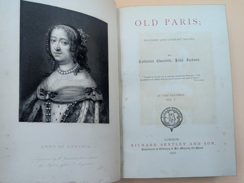 Old Paris 1878 2 Vol Set Catherine Charlotte Lady Jackson Fine Binding gallery