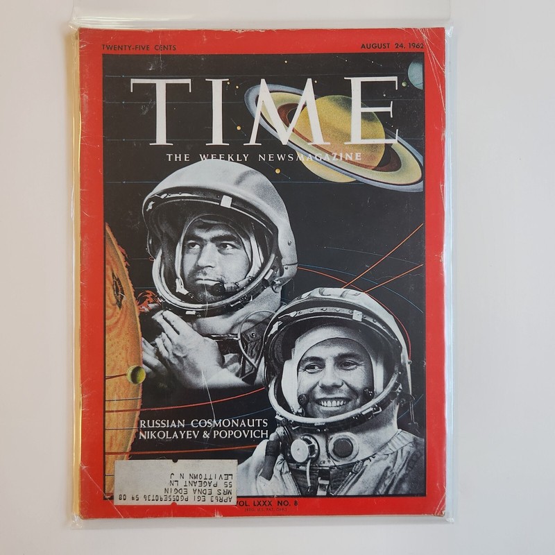 TIME Magazine August 24, 1962 Russian Cosmonauts Nikolayev & Popovich – Vintage
