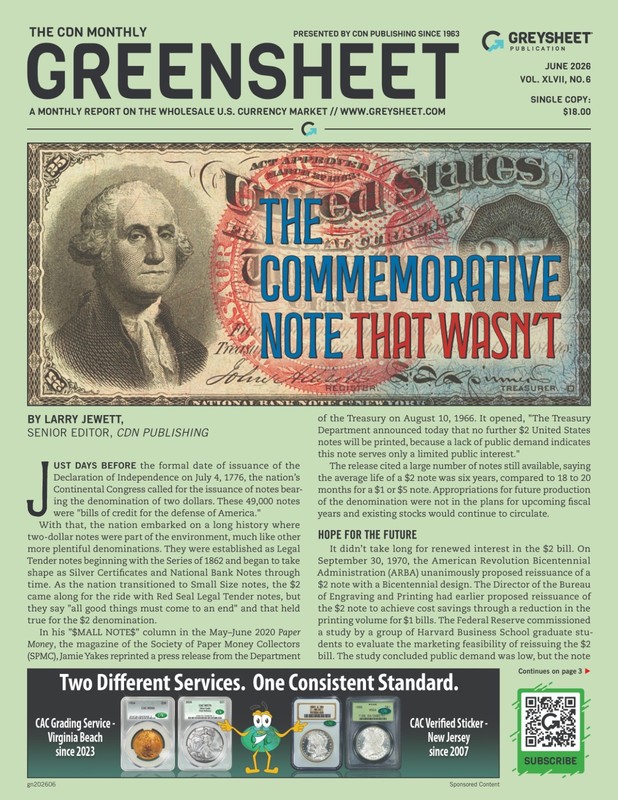 NEW!! Greensheet Currency Monthly Pricing Guide – June Issue