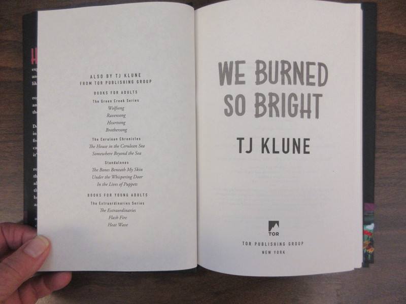 We Burned So Bright, TJ Klune HC gallery