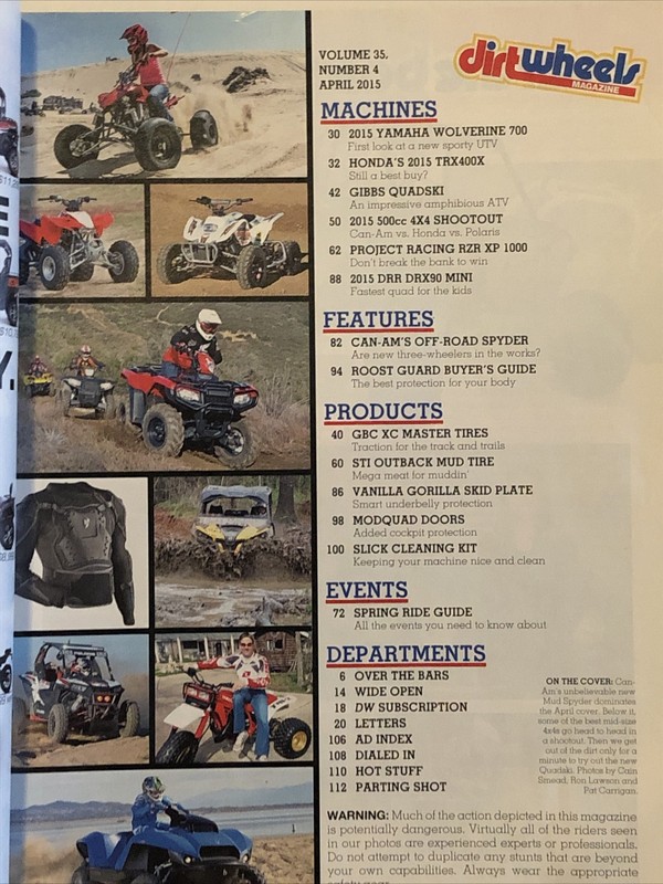 Dirt Wheels Magazine Can-Am 3x3 Spyder 500 4x4 Shootout April 2015 gallery