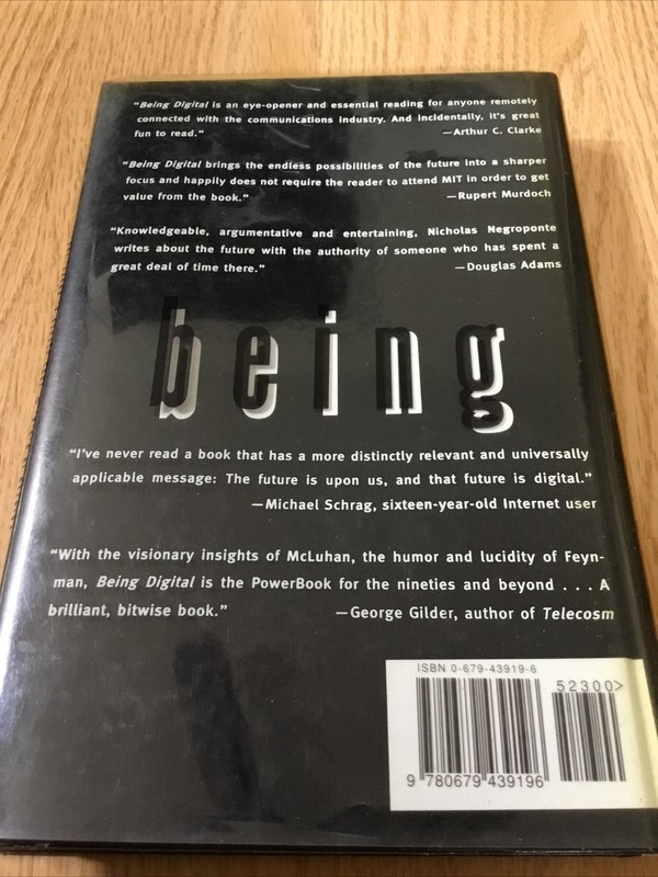 Being Digital by Nicholas Negroponte 1995 Hardcover Tough Plastic Sleeve gallery