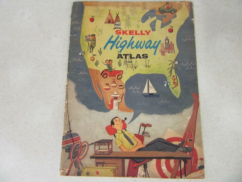 VINTAGE 1959 SKELLY OIL COMPANY HIGHWAY TRAVEL ATLAS Softcover Book 58 Pages