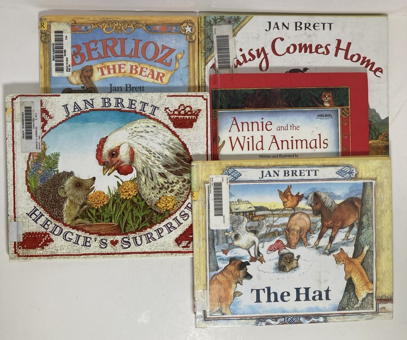 JAN BRETT LOT of 5 Hardcover Ex-LIBRARY BOOKS ~ Berlioz, The Hat, & More