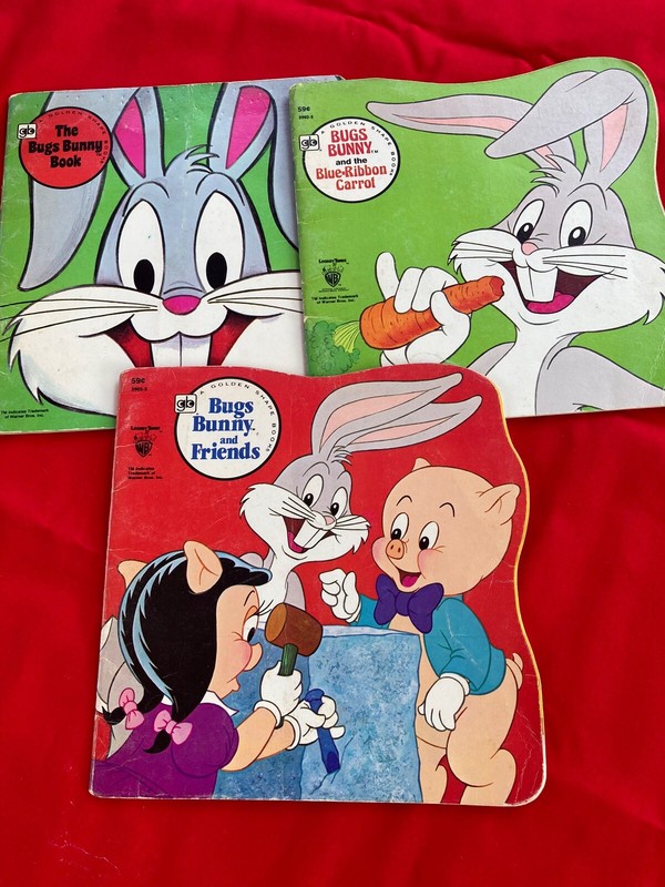 Vintage Golden Shape books, 1980, Bugs Bunny Book, Friends & Blue Ribbon Carrot