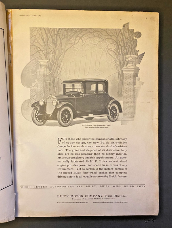 MOTOR MAGAZINE - Jan 1924 - Antique Auto Ads, Buick, Packard, Lincoln, Hupmobile gallery
