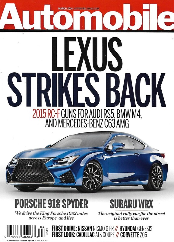 Automobile Magazine Lexus Porsche 918 Spyder Subaru WRX Nissan Corvette Hyundai