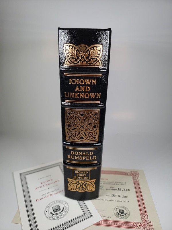 SIGNED ~ KNOWN AND UNKNOWN Easton Press by DONALD RUMSFELD 1ST EDITION Rare COA gallery