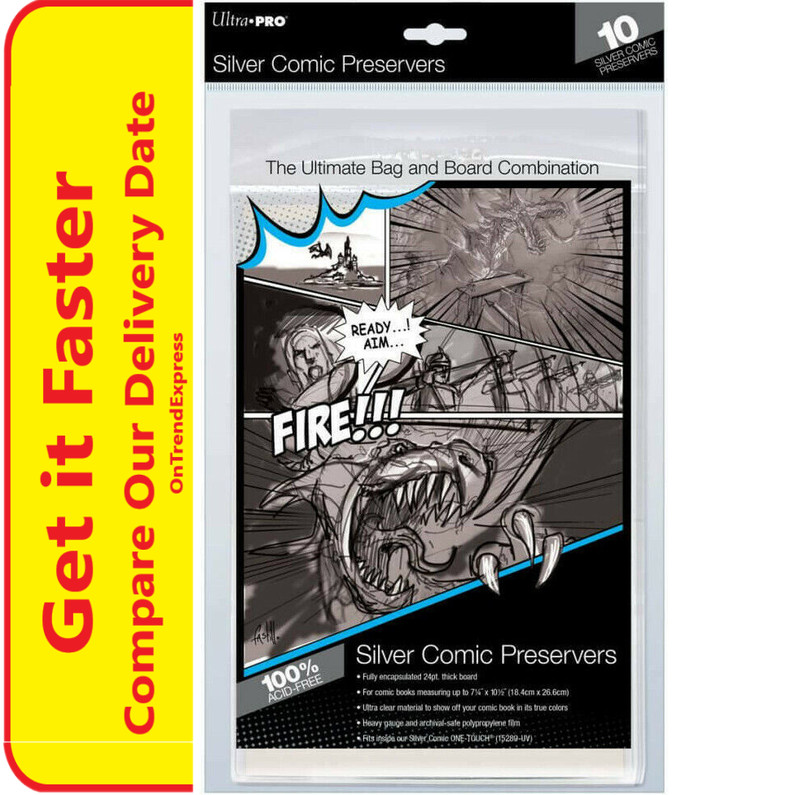 10 Ultra PRO Silver Comic Book Preserver Resealable Bag + Backing Board