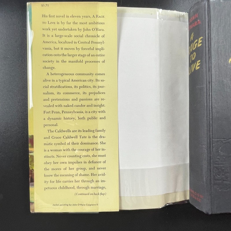 A Rage to Live John O'Hara Random House 1949 1st edition Fourth Printing gallery