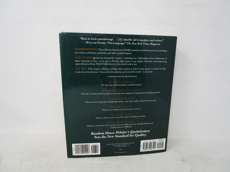 Random House Webster's Quotationary editor Leonard Roy Frank First Edition 1998 gallery