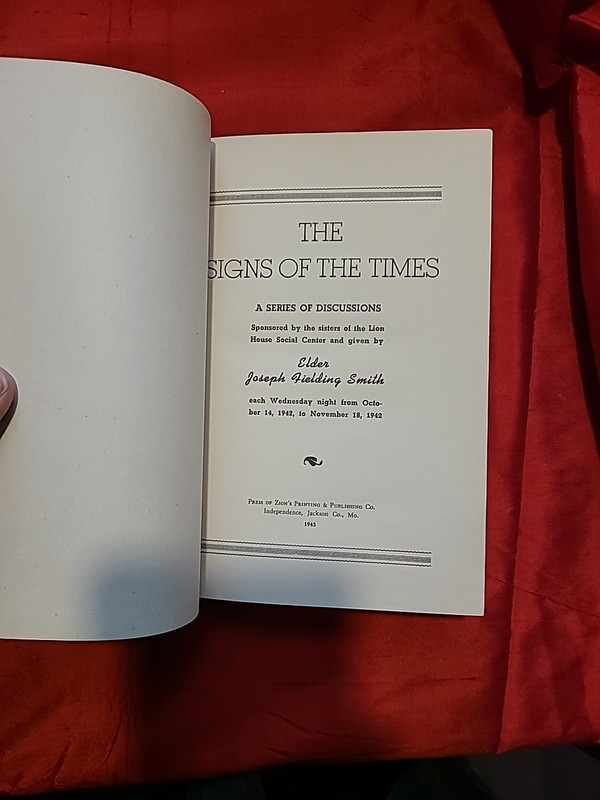 The Signs Of The Times A Series Of Discussions by Joseph Fielding Smith 1943 LDS gallery