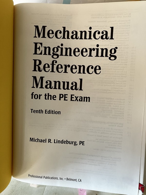 Mechanical Engineering Reference Manual: For the PE Exam by M. Lindeburg 10th Ed gallery