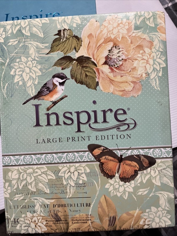 INSPIRE Large Print Bible NLT Creative Coloring Journal Teal Leatherlike Cover