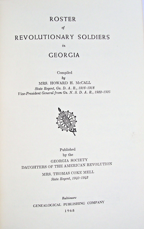 Roster of Revolutionary Solder in Georgia, McCall, Vols I & II Only, 1968 gallery