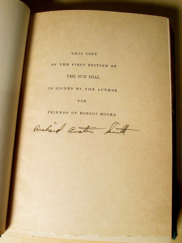 THE SUN DIAL Richard Austin Smith SIGNED 1st Edition 1942 Knopf/Borzoi Hardcover gallery