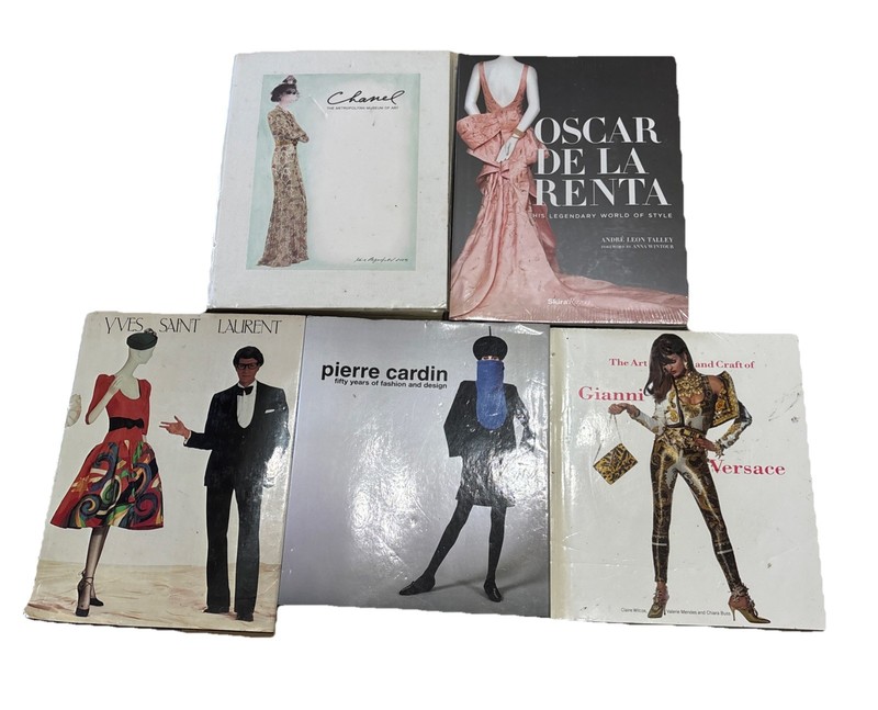 Luxury Designer Houses Book Lot Of 5 Yves Chanel Oscar Versace Pierre Cardin