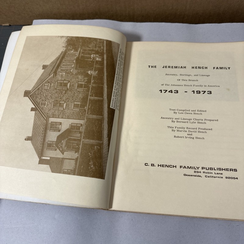 The Jeremiah Hench Family 1972 First Edition Genealogy Book Johannes Fench Rare gallery