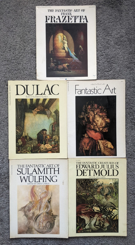 VTG RARE 1970s PEACOCK PRESS ART BOOK LOT 5 FRAZETTA DULAC DETMOLD WULFING +MORE