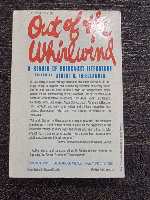 Out of the Whirlwind : A Reader of Holocaust Literature Albert H. gallery
