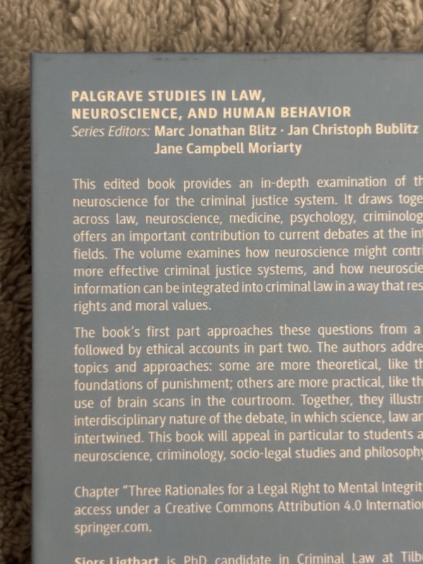 Neurolaw Advances in Neuroscience, Justice & Security Hardcover Dave Van Toor gallery
