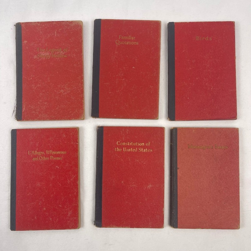 Gold Medal Library Miniature Books Set 6 Red Vintage 1922 Classics Pocket 5″