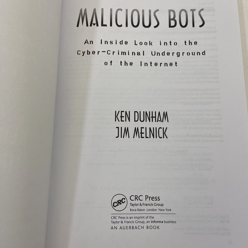 Malicious Bots Cyber Criminal Underground 2019 CRC Press TPB Dunham & Melnick gallery
