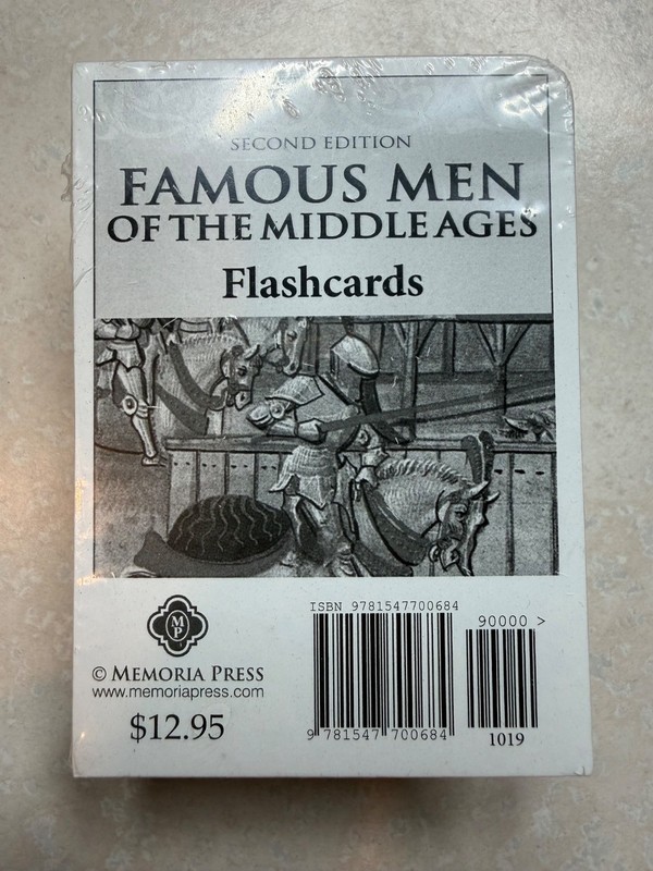 Memoria Press Famous Men of the Middle Ages Flashcards 2nd Edition New Sealed