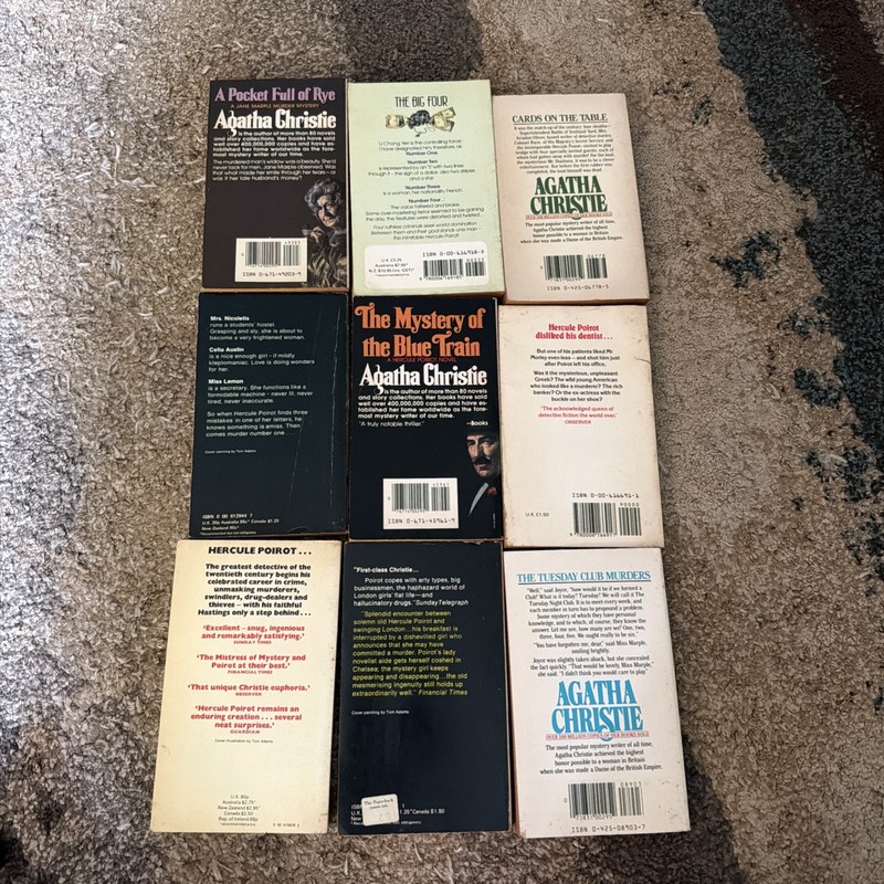 Lot of 9 Vintage Agatha Christie Paperback Books Hercule Poirot Miss Marple gallery