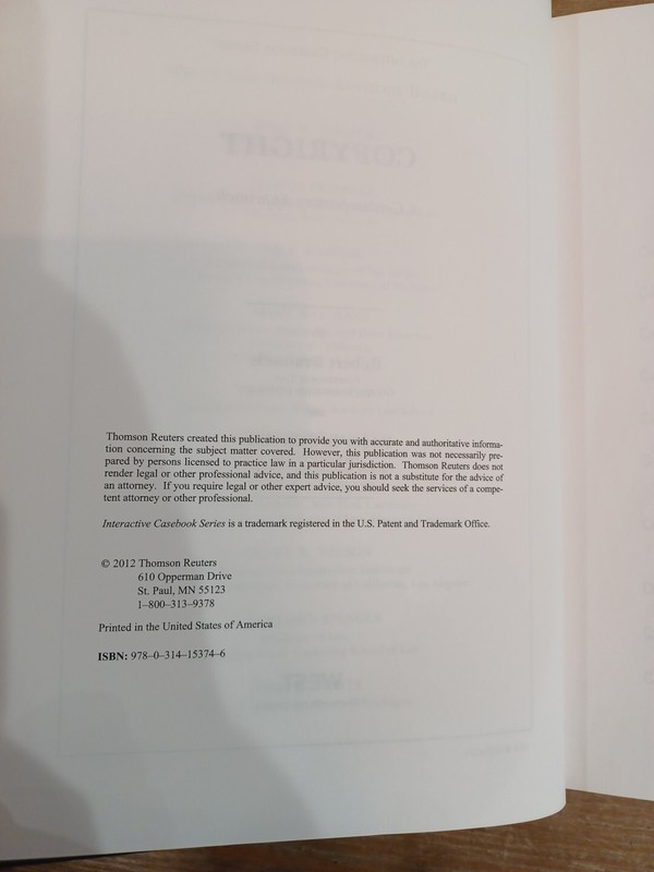 Copyright: A Contemporary Approach by Robert Brauneis and Roger Schechter 2012 gallery