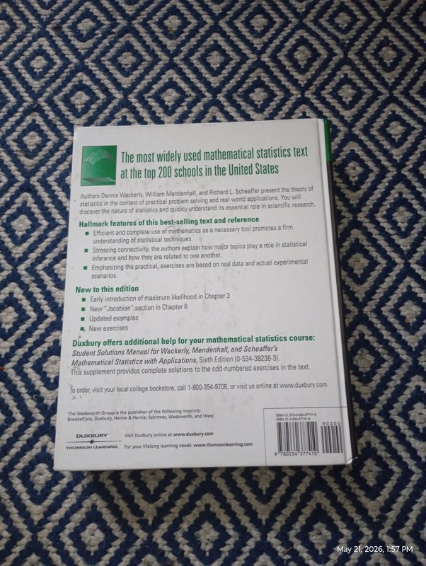 Mathematical Statistics with Applications, 6th Edition, Wackerly, Hardcover gallery
