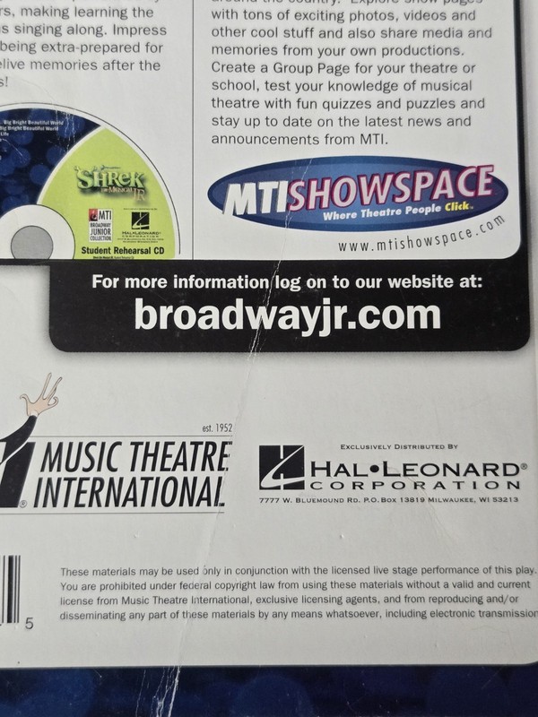RARE Shrek The Musical JR Actors Script Mama Ogre MTI Broadway Junior Play Book gallery