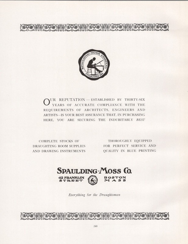 1924 Ad * Spaulding-Moss Company 42 Franklin St Boston MA Draughting Drafting