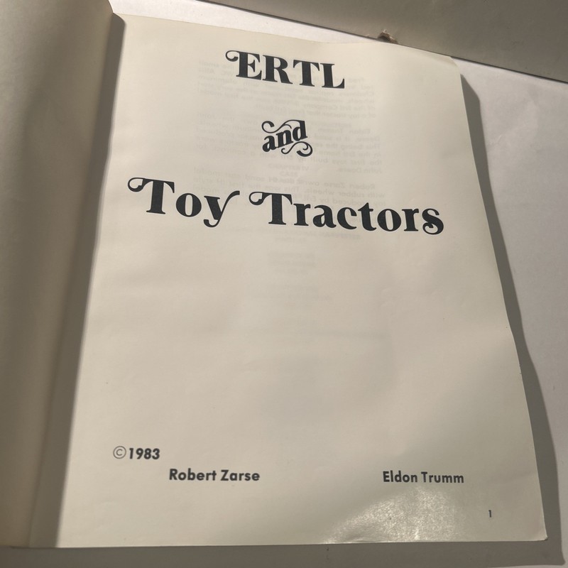 Ertl and Toy Tractors Soft back book, Eldon Trumm and Robert Zarse 1983 Edition gallery