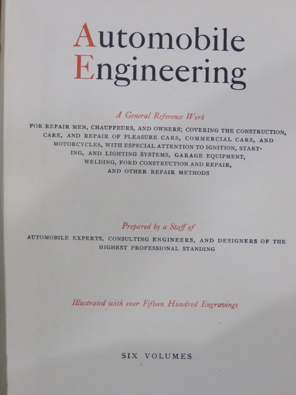 Automobile Engineering 6 Volumes 1923 American Technical Society Leather HB gallery