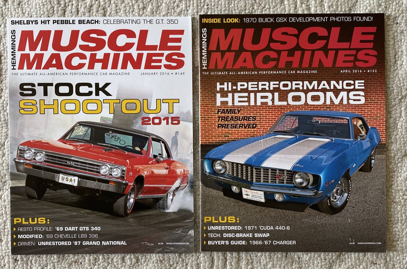 HEMMINGS MUSCLE MACHINES Magazine January 2016 & April 2016 – 2 issues