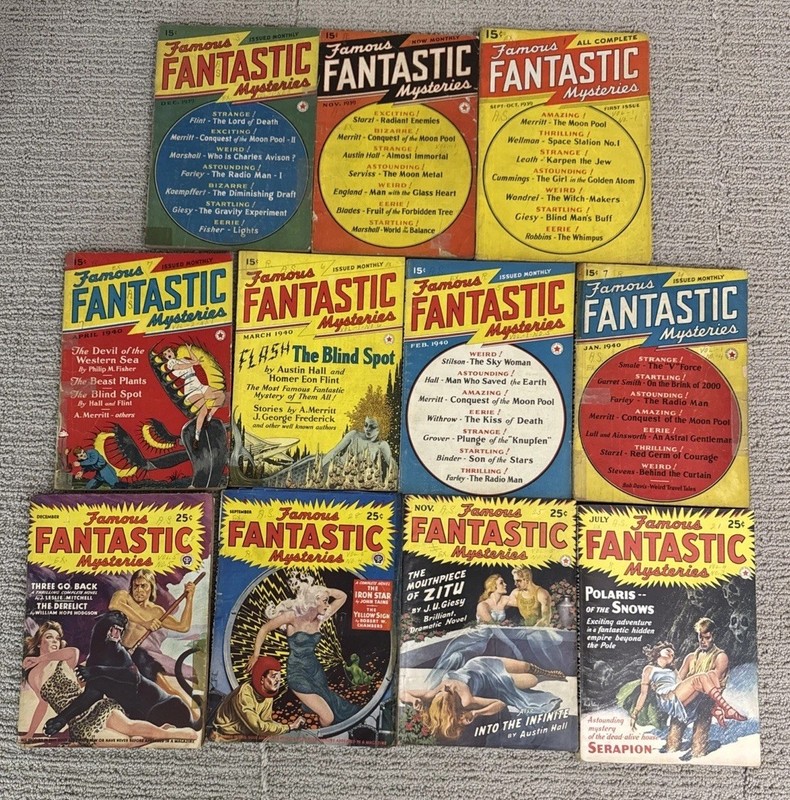 Pulp Famous Fantastic Mysteries Magazine Lot (11) Yrs 1939-1943 Pulp
