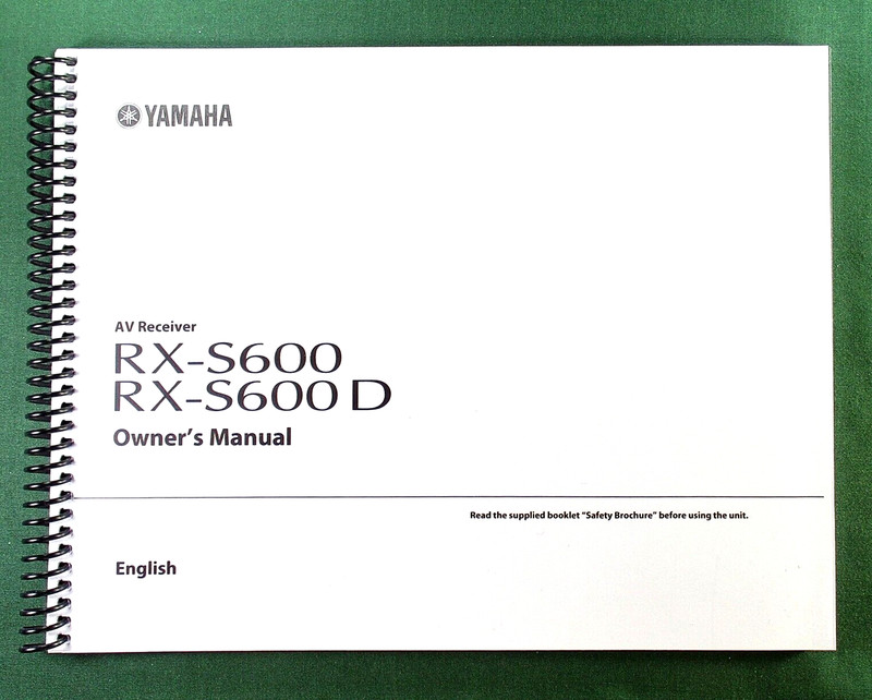 Yamaha RX-S600D Instruction Manual: Full Color 123 Pages & Protective Covers!